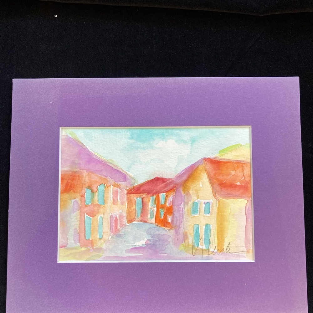 Island Street””An Original Watercolor Painting Matted 5"x7"Watercolor Original